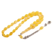 Arpa Kesim 12x8 mm Damla Kehribar Gümüş Püsküllü Tesbih 18,40 GRAM thumbnail 1