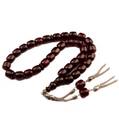 Koleksiyonluk Osmanlı Benzetme Fıçı Kesim 12x12 mm Sıkma Kehribar Alpaka Püsküllü Tesbih thumbnail 1