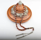 Kapsül Kesim 11x8mm Beyrut Kehribarı Alpaka Püsküllü Tesbih thumbnail 1