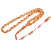 Şeffaf Beyzi Kesim 12x7 mm Ateş Kehribar Sistem Püsküllü Tesbih thumbnail 1