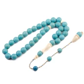 Özel Seri Hortumlu İmame Ara Duraklı Firuze Taşı Küre Kesim 10x10 mm Sistem Püsküllü Tesbih thumbnail 1