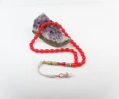 Nakkaş İmame İşçilikli Ateş Kehribar Tesbih 11x8mm Alpaka Püskül thumbnail 2