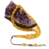 Kapsül Kesim 10x7 mm Damla Kehribar Gümüş Püsküllü Tesbih 19,10 GRAM thumbnail 2