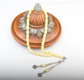 Kapsül Kesim 11x8 mm Beyrut Kehribarı Alpaka Püsküllü Tesbih thumbnail 1