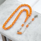 Kapsül Kesim 11x9 mm Sıkma Kehribar Alpaka Püsküllü Tesbih thumbnail 1