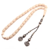 Özel Seri Kazaz Kapsül Kesim 11x8 mm Katalin Gümüş Püsküllü Tesbih thumbnail 1