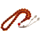 Küre Kesim 11x10 mm Ateş Kehribar Alpaka Püsküllü Tesbih thumbnail 1