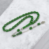 Kapsül Kesim 12x9 mm Sıkma Kehribar Alpaka Püsküllü Tesbih thumbnail 1