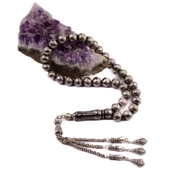 Özel Seri Usta İşi  İşlemeli Küre Kesim 10x10 mm Kuka Gümüş  Püsküllü Tesbih thumbnail 2