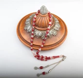 Arpa Kesim 11x7mm Beyrut Kehribarı Alpaka Püsküllü Tesbih thumbnail 1