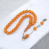 Küre Kesim 10x10 mm Sıkma Kehribar Alpaka Püsküllü Tesbih thumbnail 1