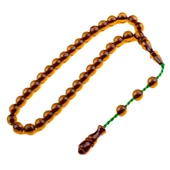 Bilek Boy Küre Kesim 9x8,5 mm Ateş Kehribar Sistem Püsküllü Tesbih thumbnail 1