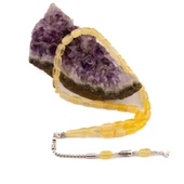 Kapsül Kesim 9x6 mm Damla Kehribar Gümüş Püsküllü Tesbih 14,70 GRAM thumbnail 2