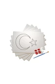 SINIF SETİ- (20 ADET) TÜRK BAYRAĞI BOYAMA SETİ- 17,5 x25 cm TUVAL + 3 BOYA + 1 FIRÇA- CUMHURİYET - 2
