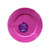 Kullan At Parti Davet Sunum Servis Plastik Sert Mika Tabak - 26 Cm. - Pembe - 6 Adetlik 3 Paket - 2
