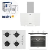 Altus Beyaz Cam Ankastre Set (Su Arıtma Sürahisi Hediyeli) 535 Hw -159 Gwh - 321 W Turbo - 1