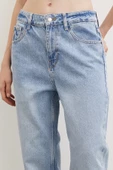 Kesik Paça Yüksek Bel Jean Buz Mavisi - 5