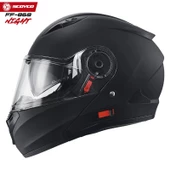 SCOYCO FF-868 NIGHT MAT SİYAH ÇENE AÇILIR GÜNEŞ VİZÖRLÜ KASK thumbnail 2