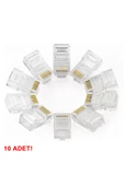 10 Adet 8P8C Plastik RJ45 Soket Ethernet Bağlantı Kablo Konnektörü Açık Uçlu 8 Pin Şeffaf thumbnail 1