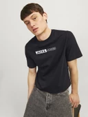 JACK JONES Yazı Detaylı Bisiklet Yaka Erkek Tişört 12233999 - 2