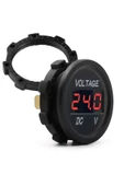Su Geçirmez Dc 6V / 48V Voltmetre Yuvarlak Panel Tip Montajlanabilir Dijital Kırmızı Renk Led thumbnail 4