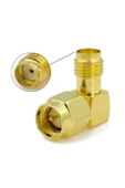 Sma Erkek to Sma Dişi 90 Derece Çevirici Adaptör Altın Kaplama Soket 0-6GHz RF Wi-Fi Anten Wifi Blu - 1