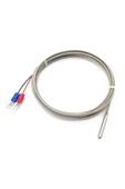 K Type Thermocouple 1 Metre Silindir Tip Başlık Sıcaklık Isı Sensörü 0C / 800C Paslanmaz Çelik Prob - 1