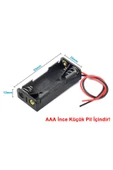AAA Pil Kutusu Yuvası İnce Küçük Tip 2 Adet 1.5V Pil Toplam 3V Plasitk Pil Tutucu 14cm Kablo thumbnail 5