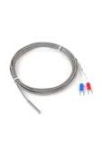 K Type Thermocouple 1 Metre Silindir Tip Başlık Sıcaklık Isı Sensörü 0C / 800C Paslanmaz Çelik Prob - 7