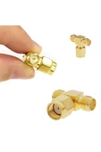 Sma T Soket 1x Rpsma Erkek 2x Rpsma Dişi Altın Kaplama Soket 0-6ghz Rf Wi-fi Anten Koaksiyel thumbnail 4