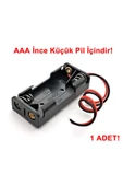 AAA Pil Kutusu Yuvası İnce Küçük Tip 2 Adet 1.5V Pil Toplam 3V Plasitk Pil Tutucu 14cm Kablo thumbnail 2