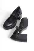 Arja Siyah Mary Jane Bantlı Yüksek Kalın Platform Topuklu Hafif Günlük Ayakkabı thumbnail 2
