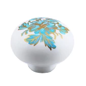 8 Adet Mavi Beyaz Ortanca Çiçek Desenli Polimer Düğme Kulp Mantar Mobilya Mutfak Dolabı Çekmece Kulbu Kulpları thumbnail 7