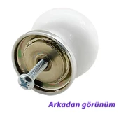 8 Adet Mavi Beyaz Ortanca Çiçek Desenli Krom Tablalı Polimer Düğme Kulp Mobilya Mutfak Dolabı Çekmece Kulbu Kulpları thumbnail 6