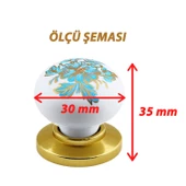 8 Adet Mavi Beyaz Ortanca Çiçek Desenli Altın Tablalı Polimer Düğme Kulp Mobilya Mutfak Dolabı Çekmece Kulbu Kulpları - 2
