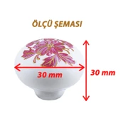 Pembe Beyaz Ortanca Çiçek Desenli Polimer Düğme Kulp Mantar Mobilya Mutfak Dolabı Çekmece Kulbu Kulpları thumbnail 2