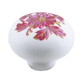 8 Adet Pembe Beyaz Ortanca Çiçek Desenli Polimer Düğme Kulp Mantar Mobilya Mutfak Dolabı Çekmece Kulbu Kulpları thumbnail 6