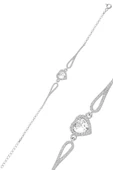 Gümüş rodyumlu zirkon taşlı pırlanta modeli kalp bileklik SGTL12272BEYAZ thumbnail 1