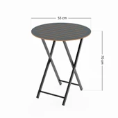 Eportatif Masa Sandalye Bahçe Bistro Takım Yuvarlak Füme 1483 - 8