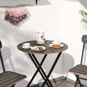 Eportatif Masa Sandalye Bahçe Bistro Takım Yuvarlak Füme 1483 - 3