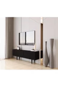Enwood Capella Siyah Country Mdf 3 Kapaklı Ahşap Ayaklı 140 Cm Tv Ünitesi - 2