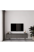 Enwood Capella Gri Mdf Country 4 Kapaklı Ahşap Ayaklı 160 Cm Tv Ünitesi - 1