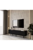 Enwood Rigel Country Siyah Mdf 2 Kapaklı Düşme Kapak Ahşap Ayaklı 180 cm  Tv Ünitesi - 1