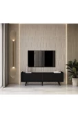 Enwood Rigel Country Siyah Mdf 2 Kapaklı Düşme Kapak Ahşap Ayaklı 180 cm  Tv Ünitesi - 3