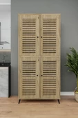 Enwood DENEB MDF ATLANTİK ÇAM RENGİ 4 Kapaklı(Panjur Kapak) Ahşap Ayaklı Kiler Dolabı - 1