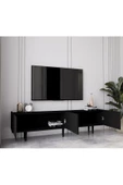 Enwood Capella Siyah Country Mdf 4 Kapaklı Ahşap Ayaklı 180 Cm Tv Ünitesi - 3