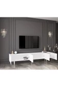 Enwood Capella Country Mdf Beyaz 5 Kapaklı Ahşap Ayaklı 200 Cm Tv Ünitesi - 3