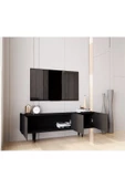 Enwood Capella Siyah Country Mdf 3 Kapaklı Ahşap Ayaklı 140 Cm Tv Ünitesi - 3