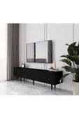 Enwood Capella Siyah Country Mdf 4 Kapaklı Ahşap Ayaklı 160 Cm Tv Ünitesi - 2