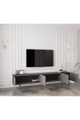 Enwood Capella Gri Mdf Country 5 Kapaklı Ahşap Ayaklı 200 Cm Tv Ünitesi - 3